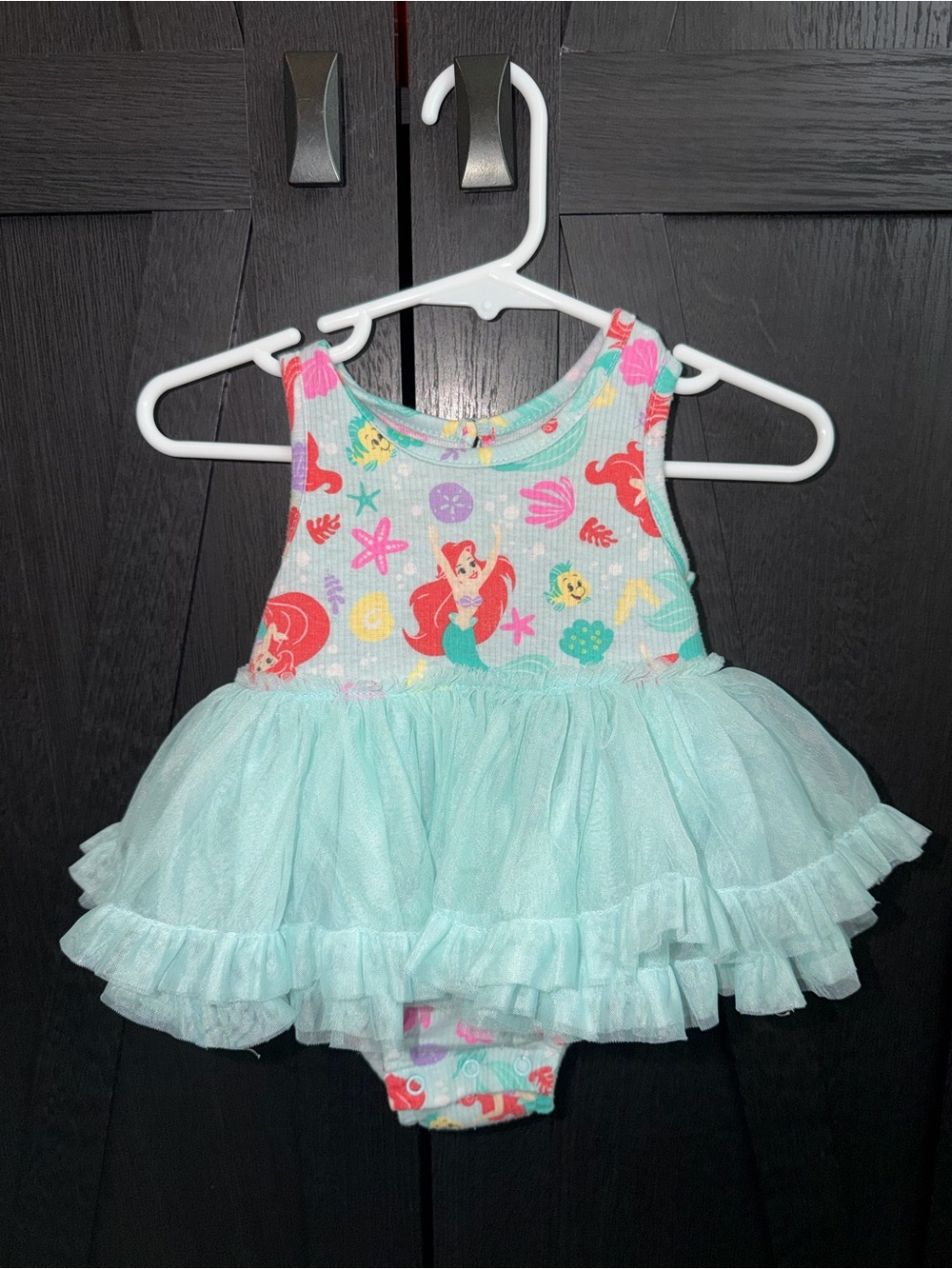 Disney The Little Mermaid Aqua & Pink Tulle Tutu One-Piece Bodysuit